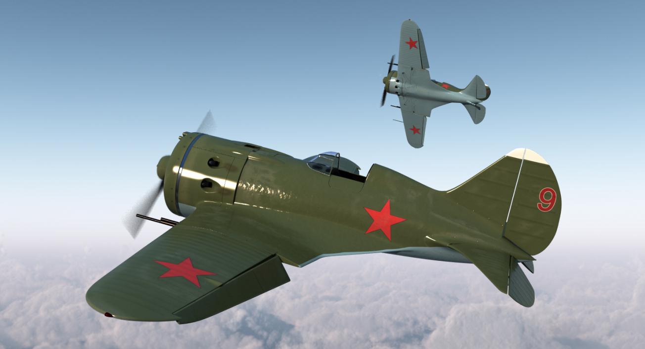3D Soviet WWII Fighter Aircraft Polikarpov I-16 Rigged