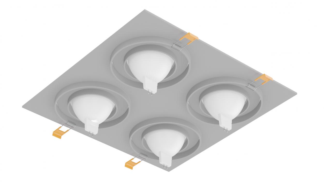 3D Recessed Modular Square 4 Light Luminaire Gray