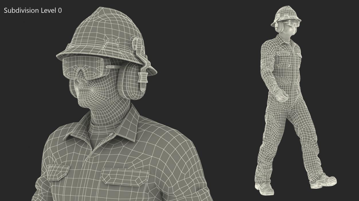 3D Gas Worker Fully Equipped Walking Pose model