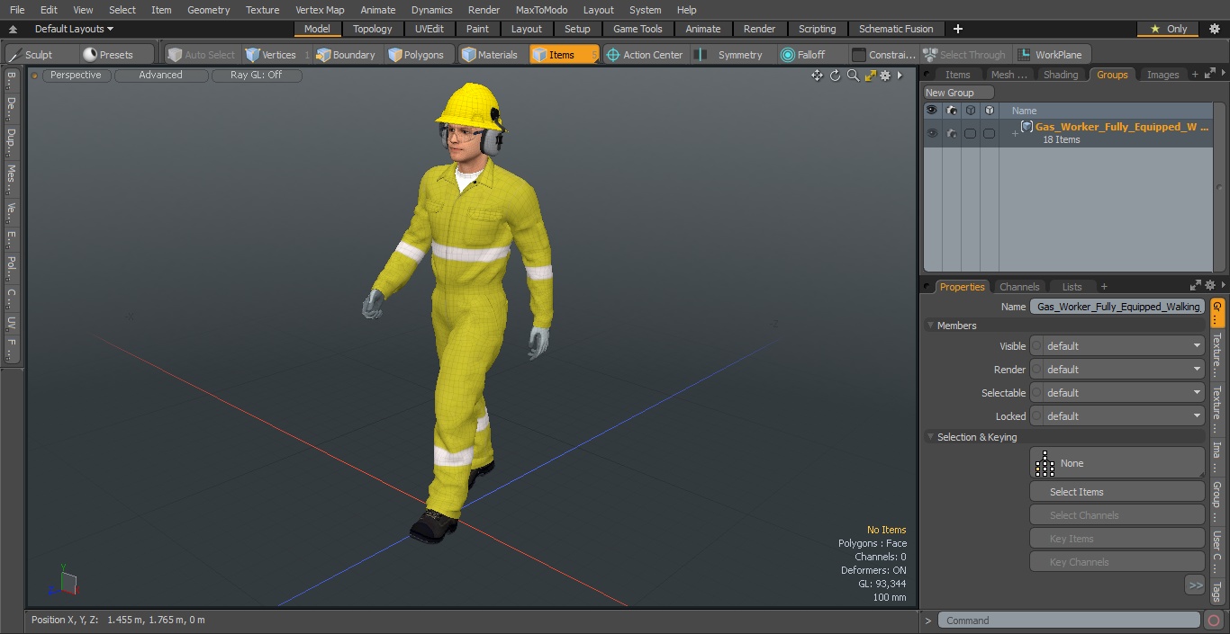 3D Gas Worker Fully Equipped Walking Pose model