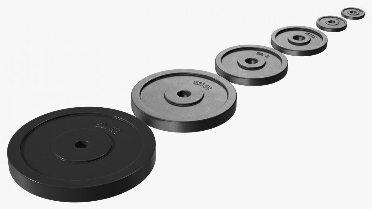 Rubber Coated Olympic Weight Plates Set 3D model