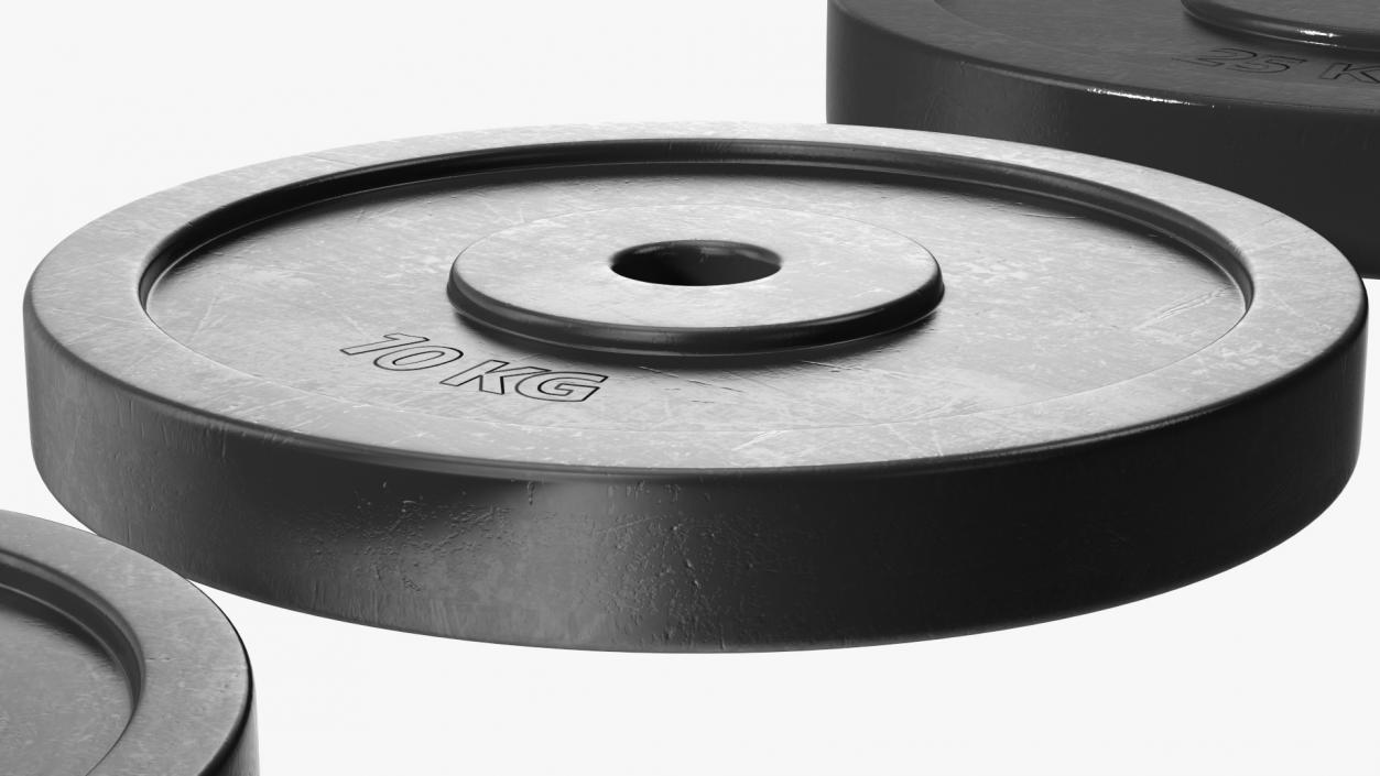Rubber Coated Olympic Weight Plates Set 3D model