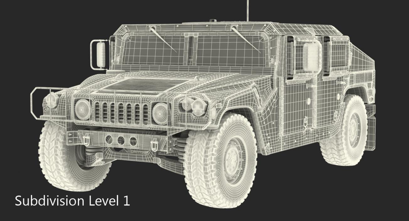3D model Humvee M1151 Simple Interior Desert