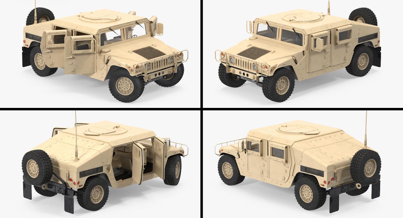 3D model Humvee M1151 Simple Interior Desert