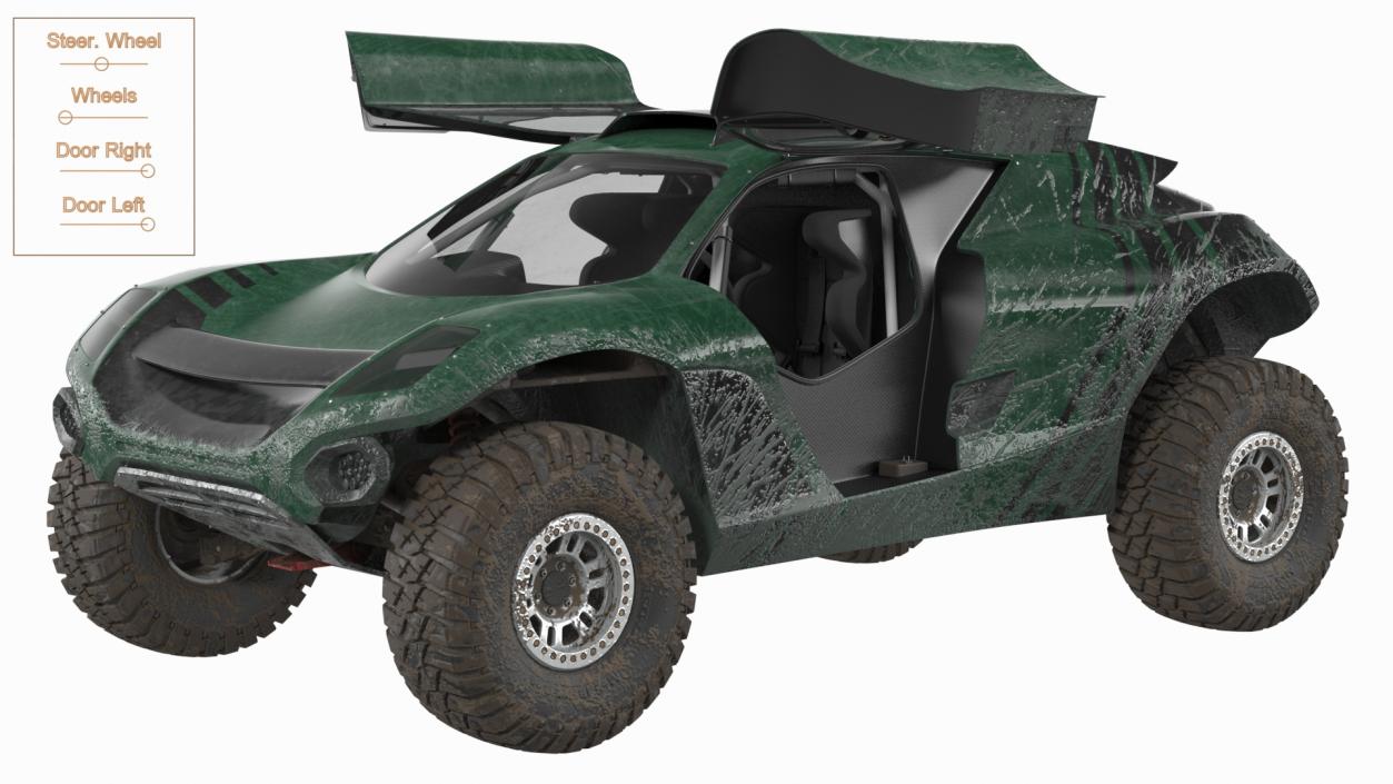 Off Road Racing Electric SUV Dirty Rigged1 3D