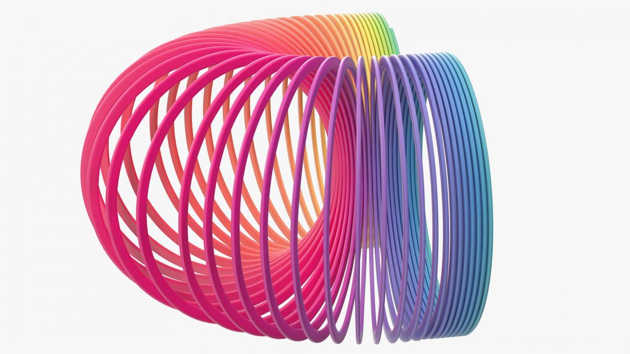 Rainbow Slinky Toy Spring Curved 3D