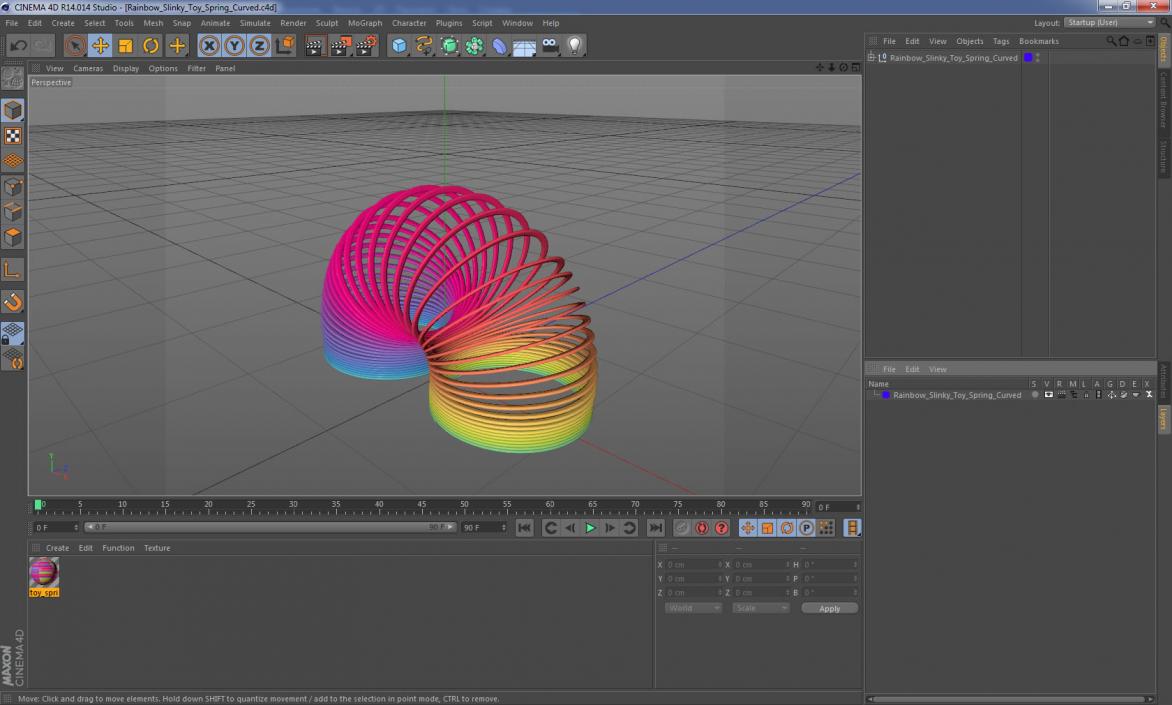 Rainbow Slinky Toy Spring Curved 3D