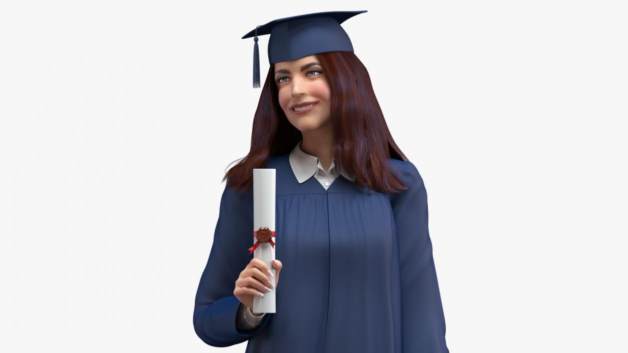 3D model Graduate Student holding Graduate Certificate