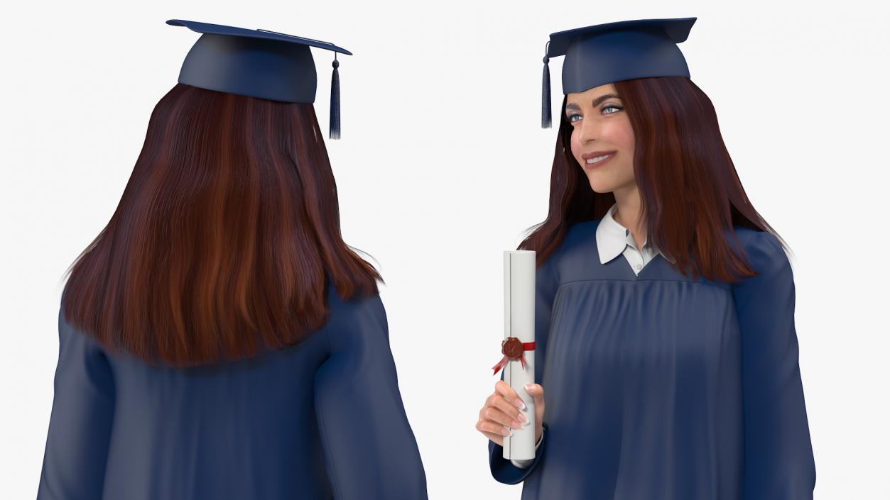 3D model Graduate Student holding Graduate Certificate