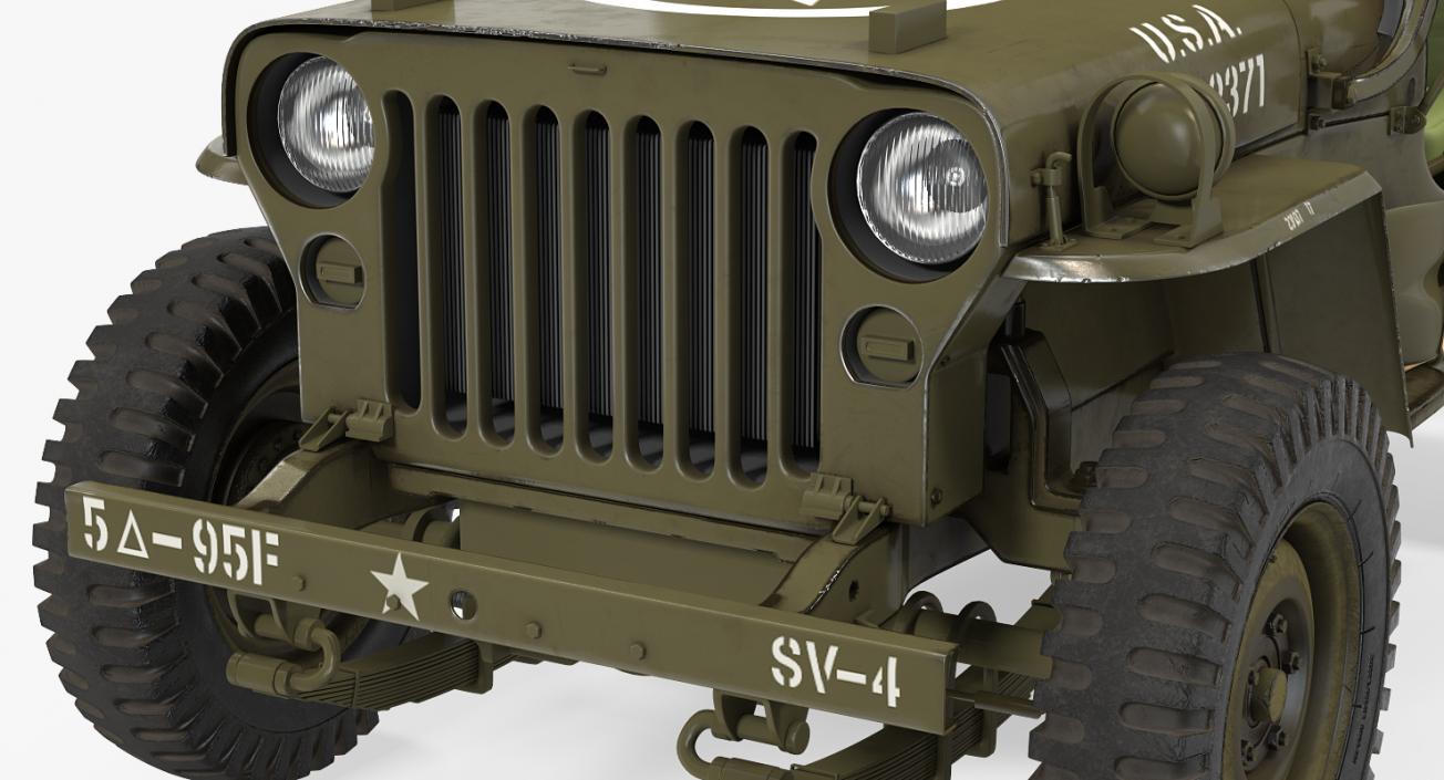 3D model Jeep Willys 1944 Convertible Rigged