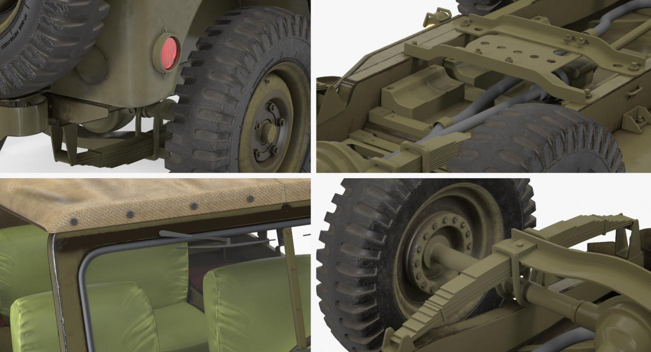 3D model Jeep Willys 1944 Convertible Rigged