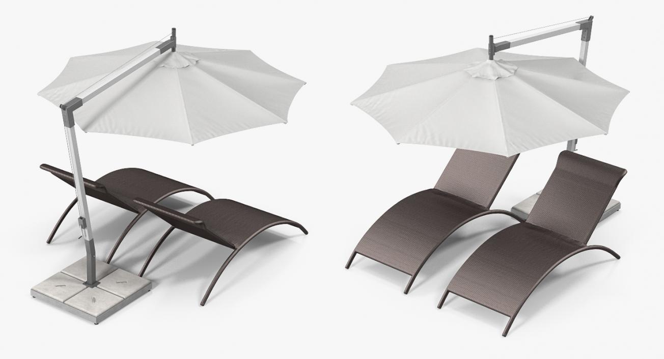 3D model Sun Lounge Chairs and Umbrella