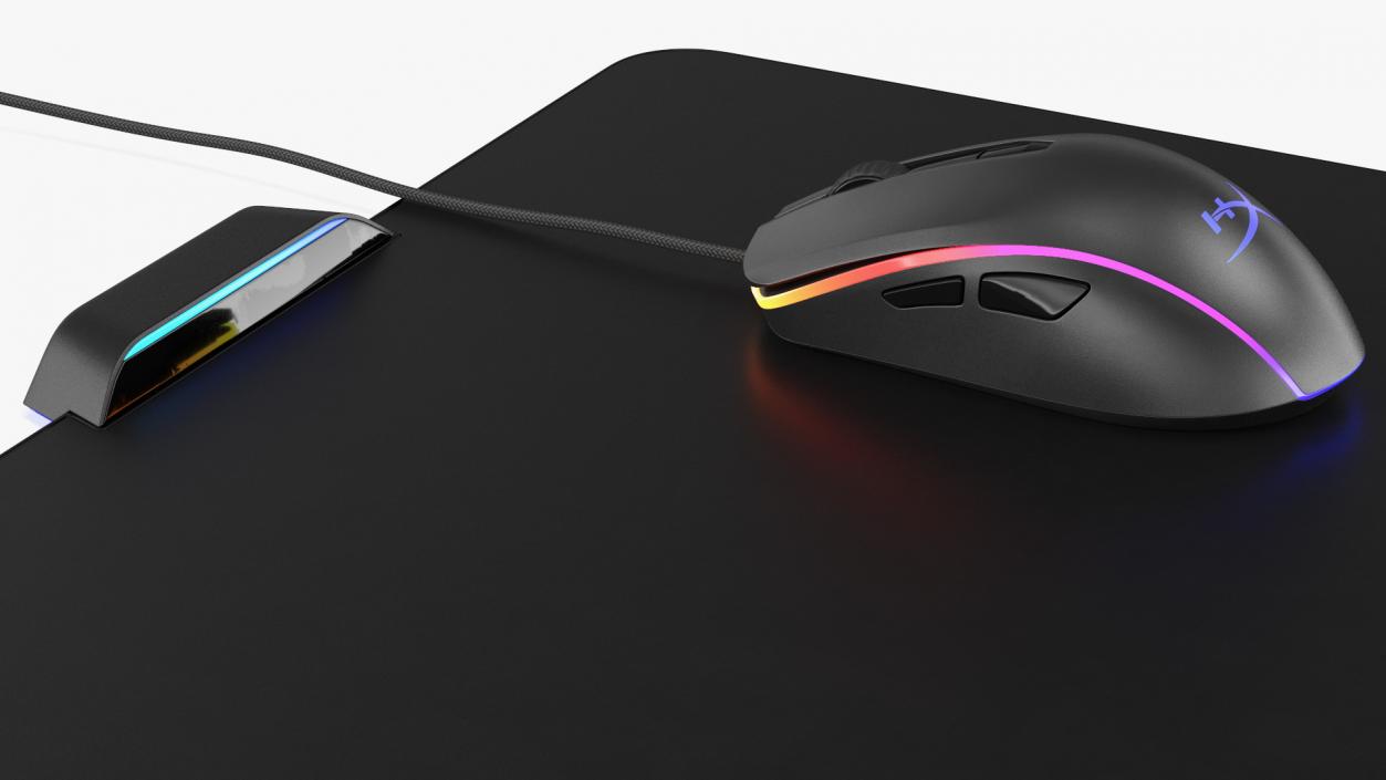 HyperX Pulsefire Surge Mouse with Mouse Pad Set switched On 3D model
