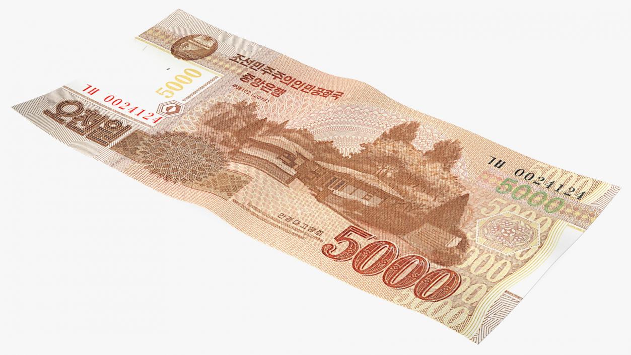 North Korea 5000 Won Banknote 2013 3D model