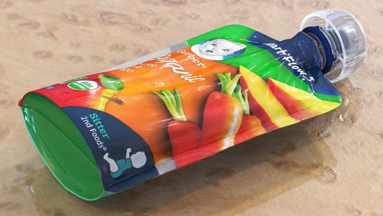 3D Baby Food Gerber Organic Carrot Apple Mango model