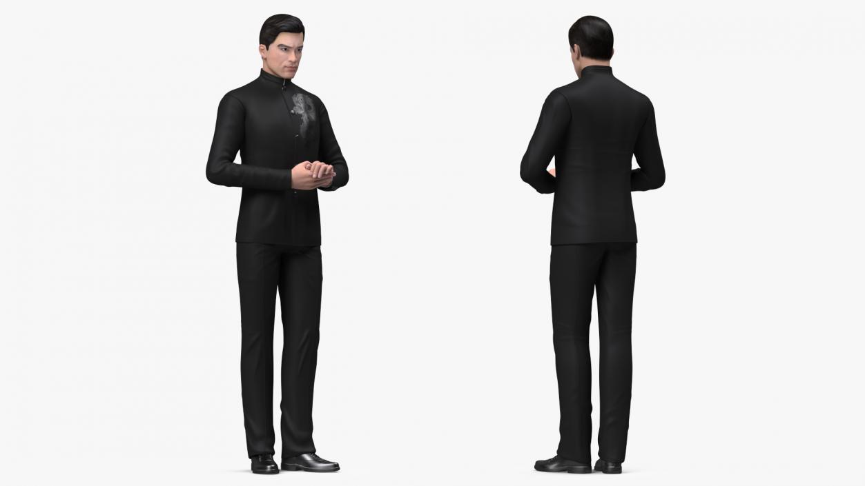 Asian Man Tunic Business Suit 3D model