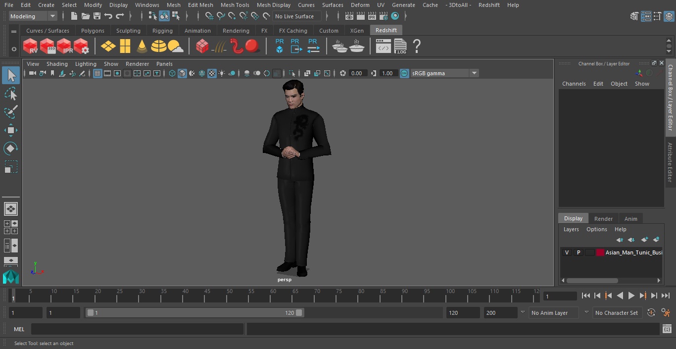 Asian Man Tunic Business Suit 3D model