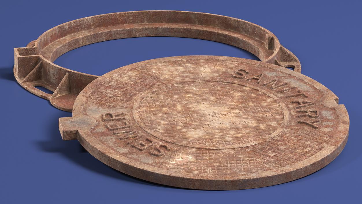 3D Rusty Sewer Cover Lid