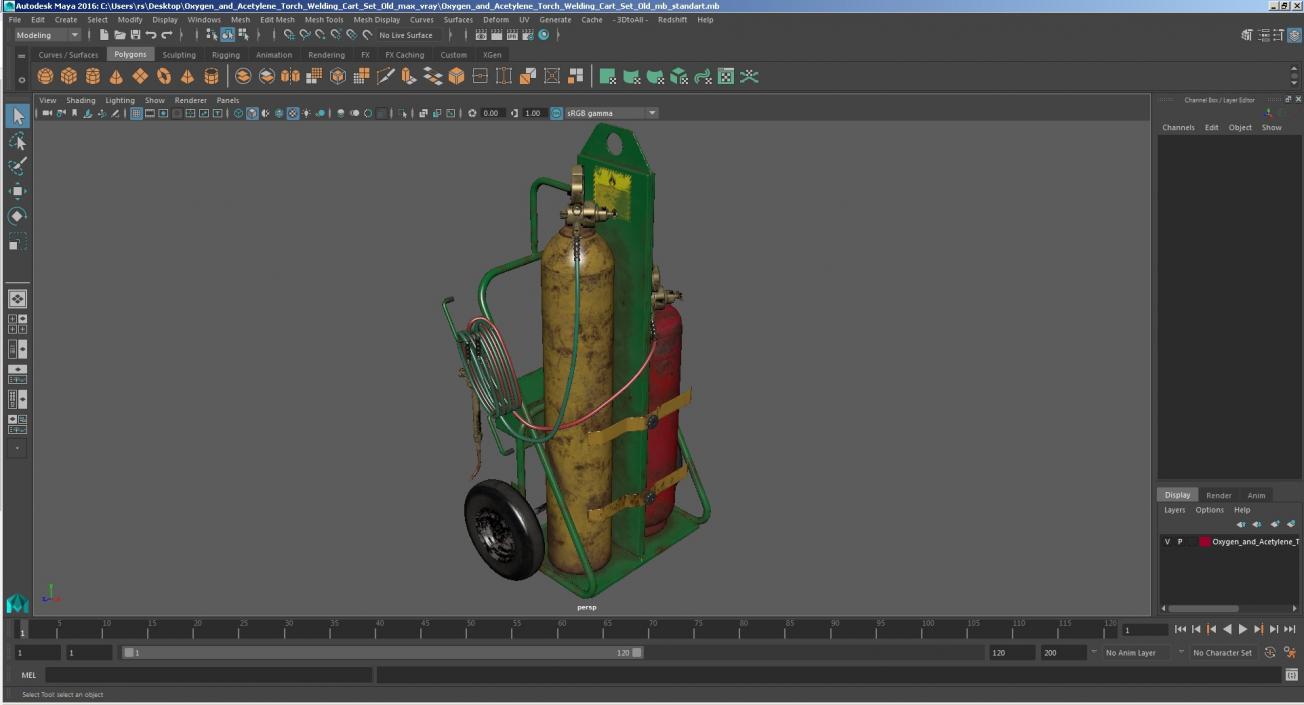 Oxygen and Acetylene Torch Welding Cart Set Old 3D