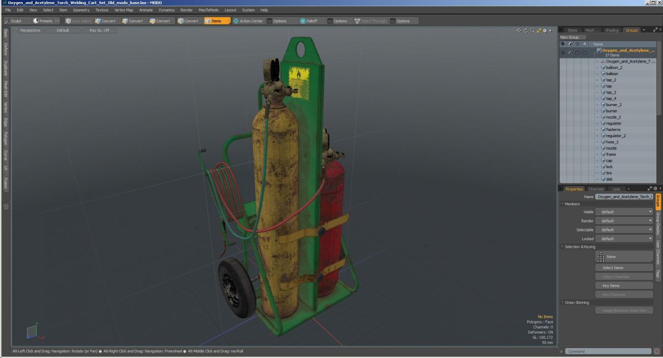 Oxygen and Acetylene Torch Welding Cart Set Old 3D
