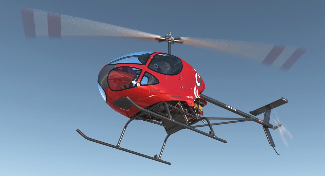 Sport Helicopter Cicare 8 Rigged 3D