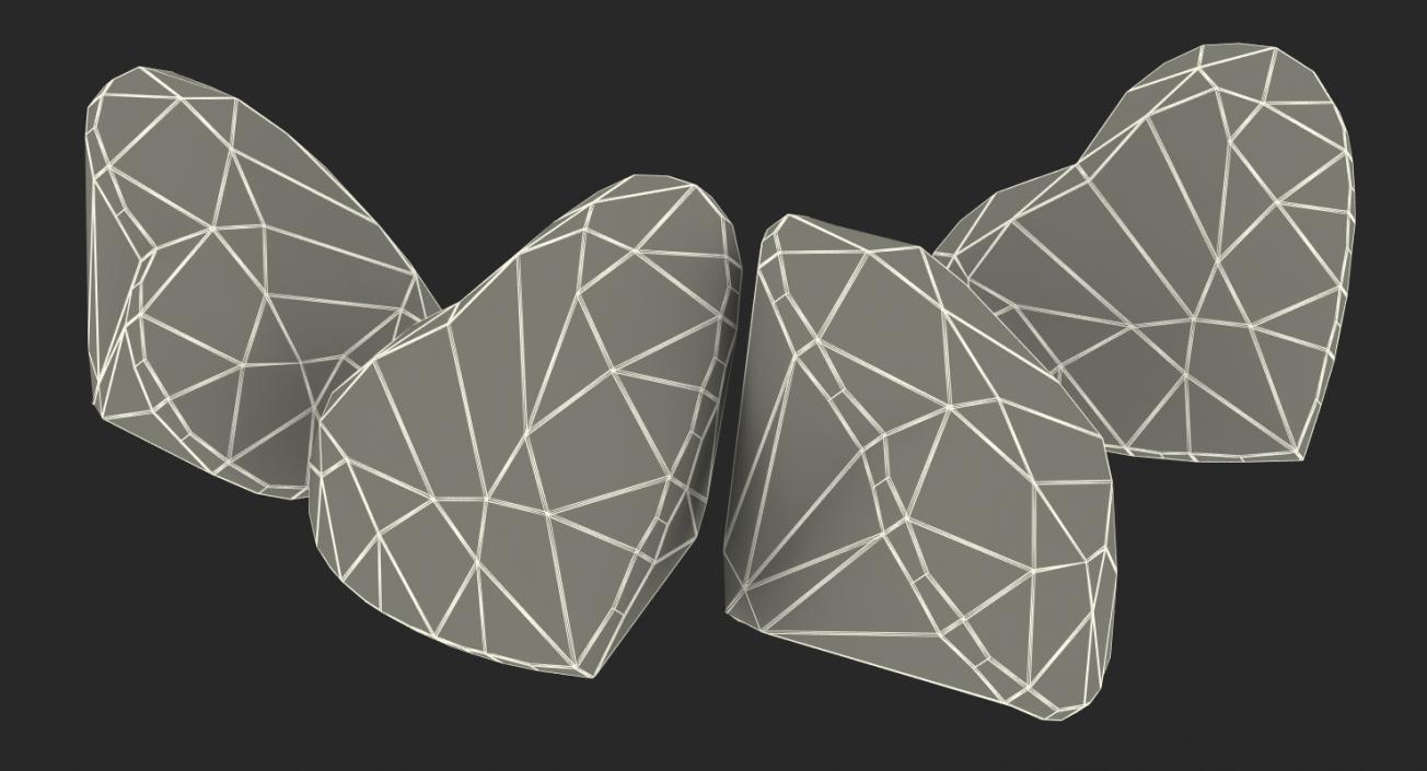 3D Diamond Hearts Set model