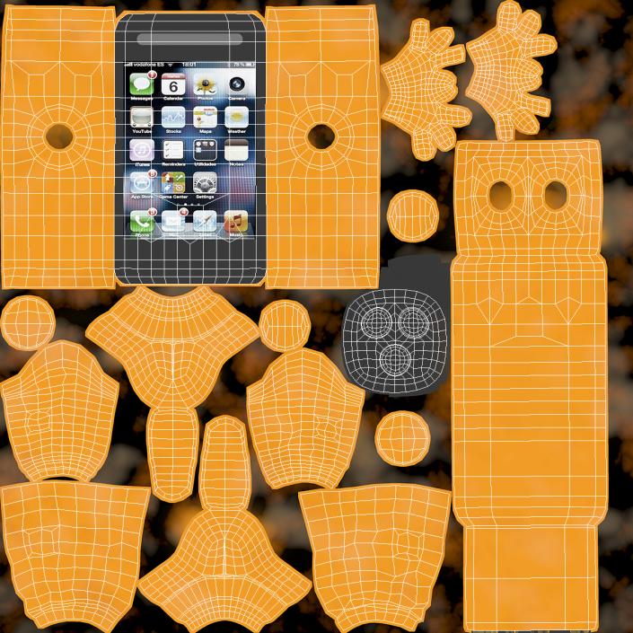 Advertising Costume IPhone Orange Rigged for Maya 3D model