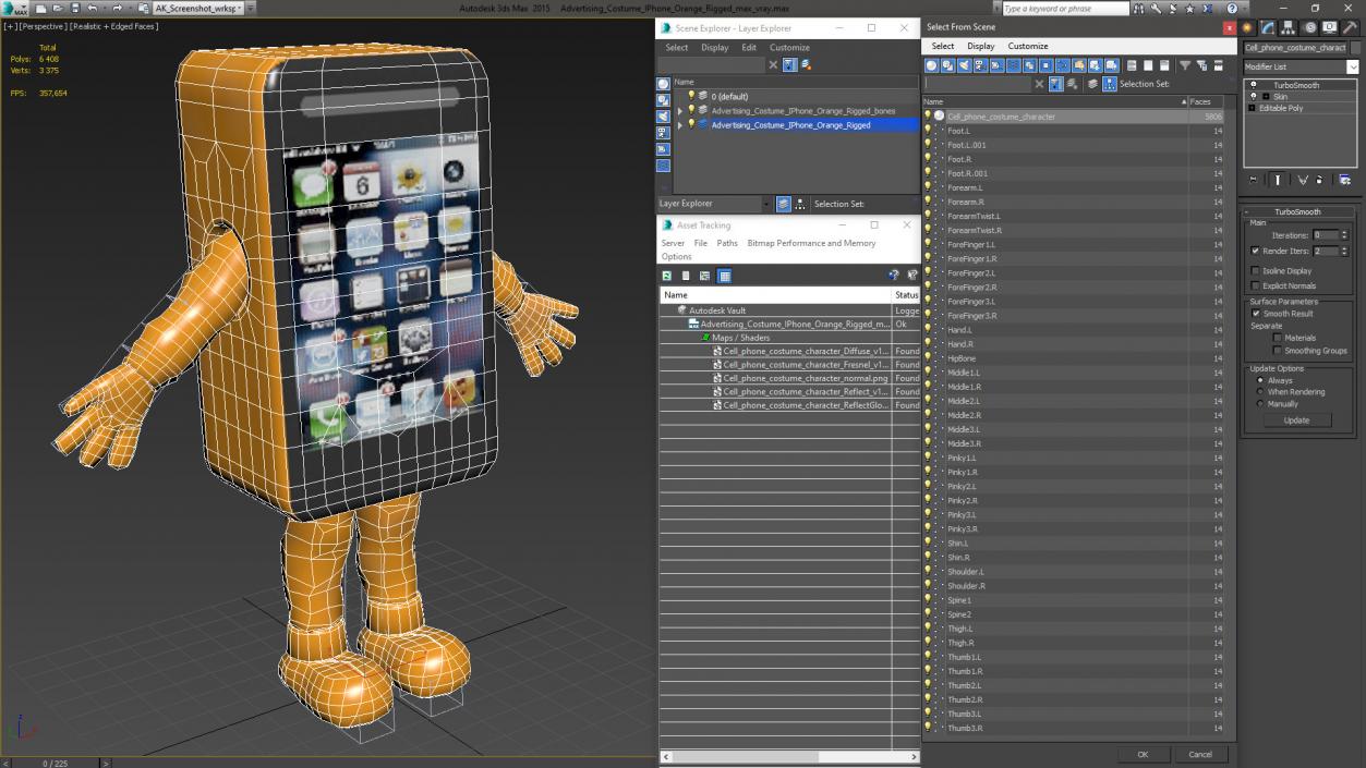 Advertising Costume IPhone Orange Rigged for Maya 3D model