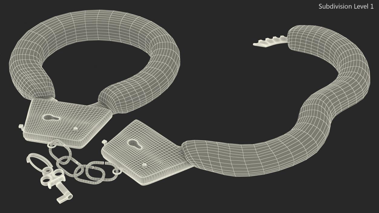 Unfastened Steel Tiger Handcuffs 3D