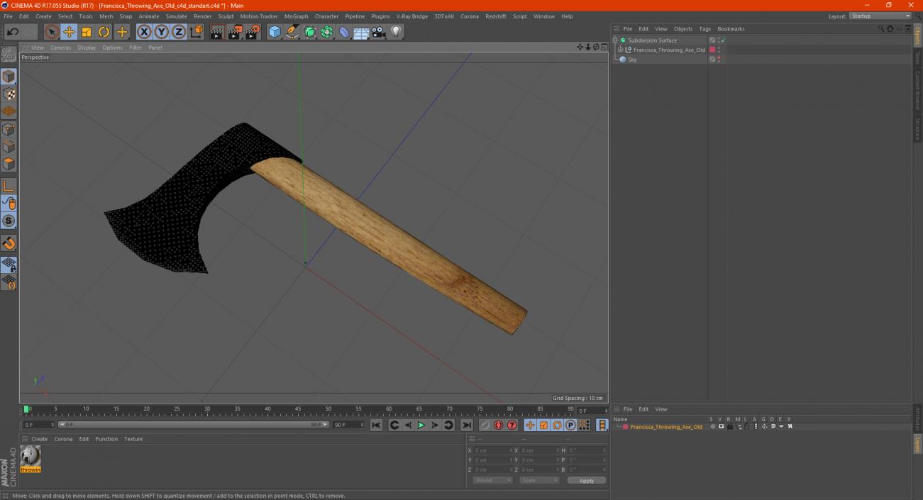 3D Francisca Throwing Axe Old