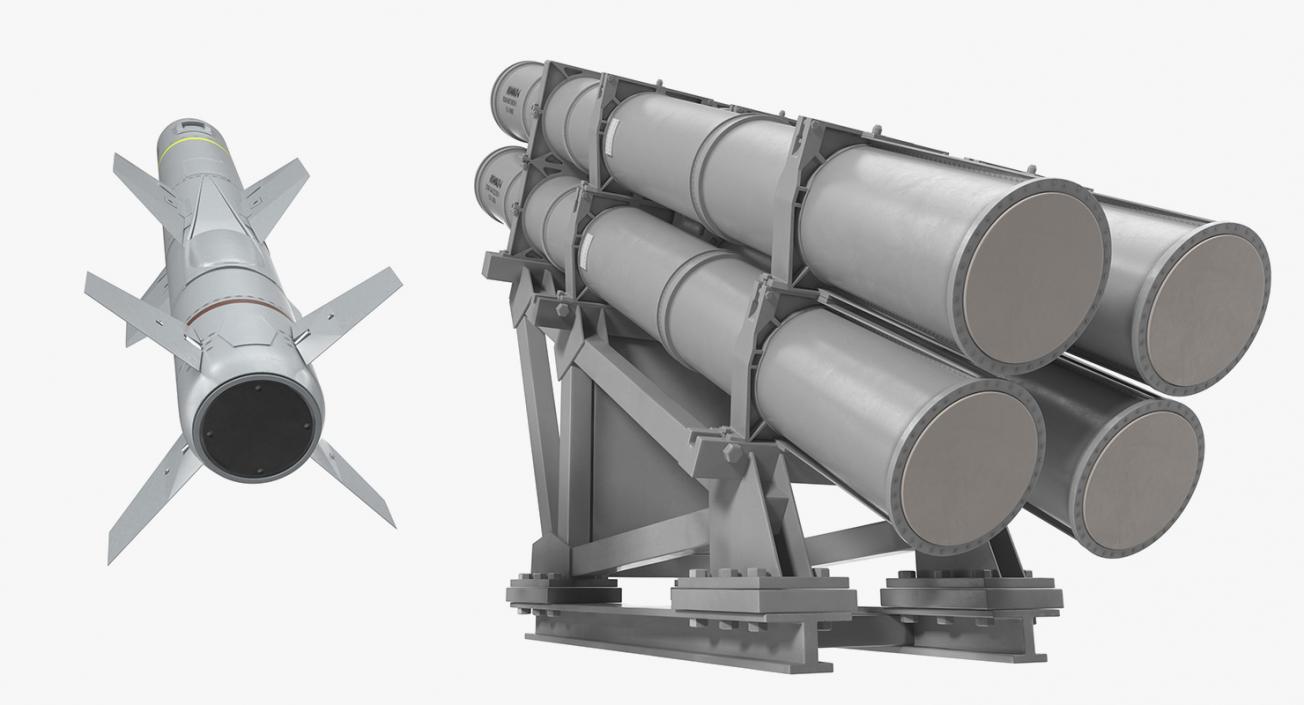 MK 141 Missile Launching System With AGM 84 Harpoon Missile 3D model