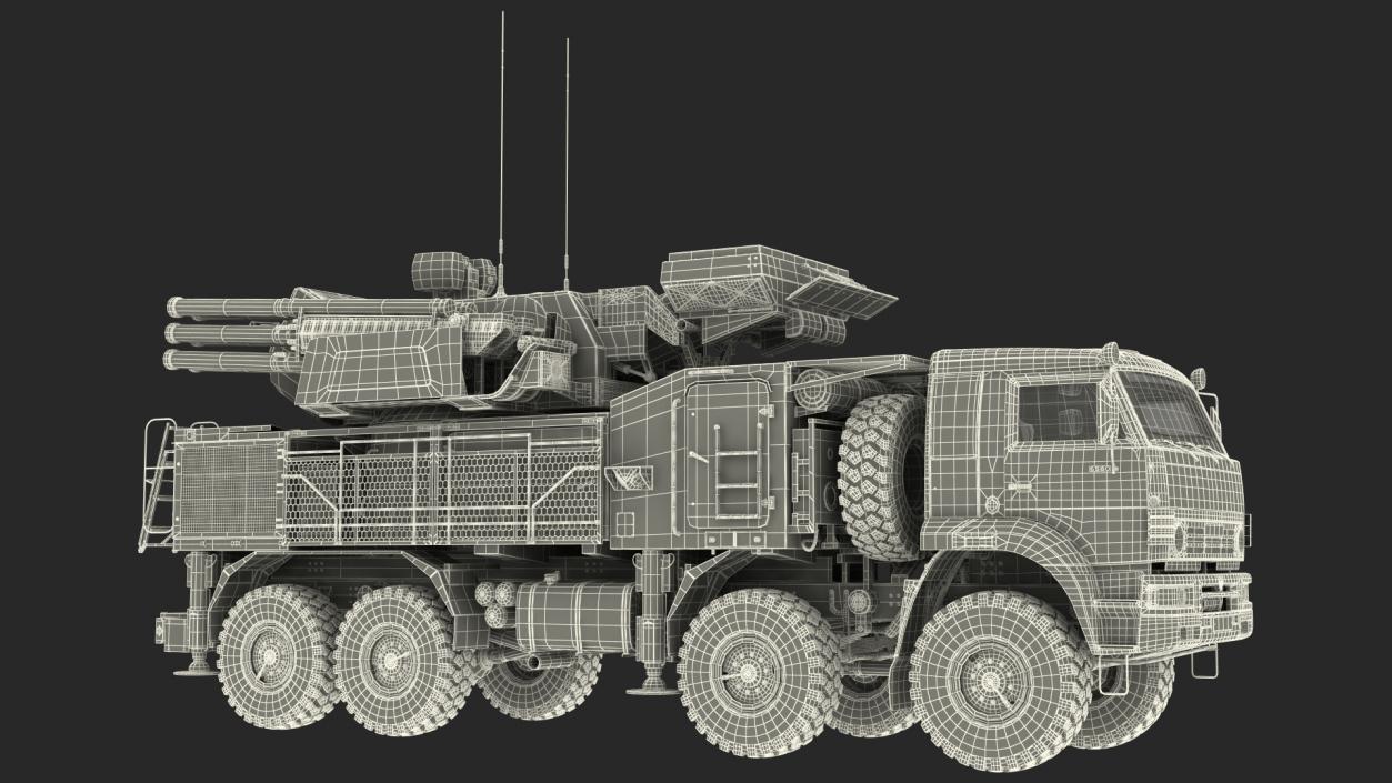 3D Missile System Pantsir S1 SA-22 Greyhound Rigged model