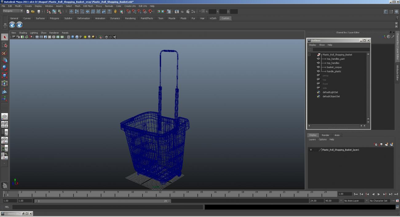 3D Plastic Roll Shopping Basket model