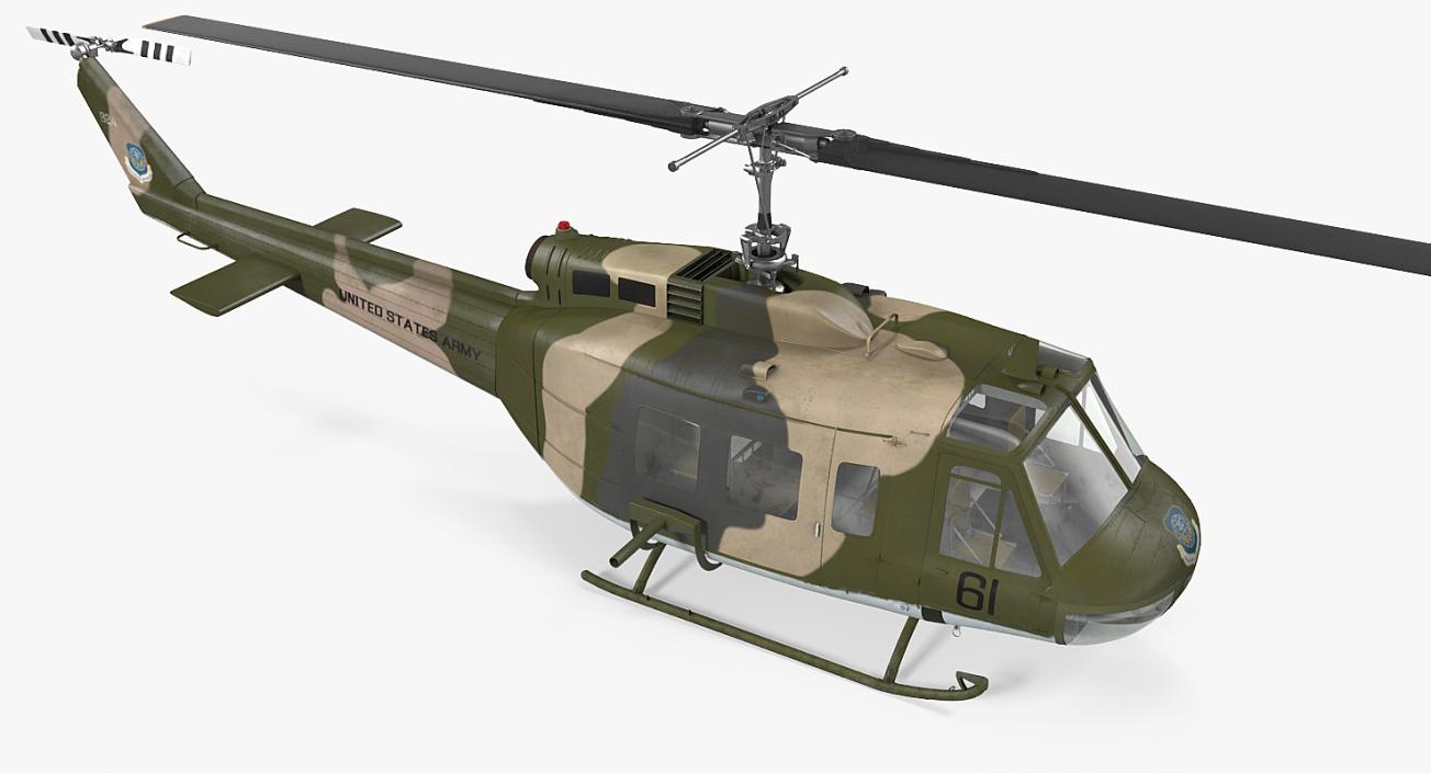 3D model Bell UH-1 Iroquois Camo Rigged