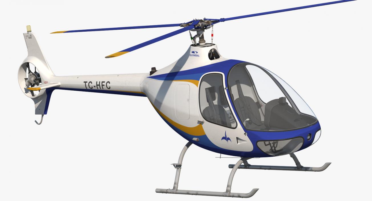 3D Training Helicopter Guimbal Cabri G2 Rigged model