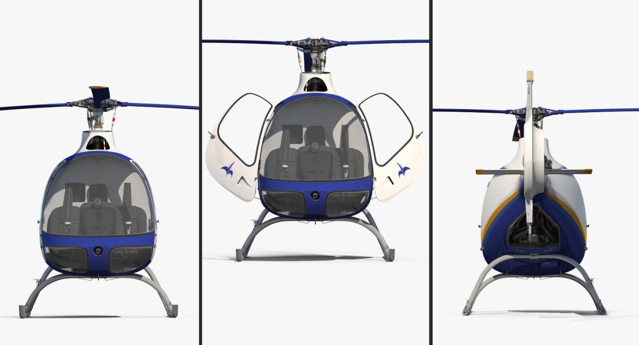3D Training Helicopter Guimbal Cabri G2 Rigged model