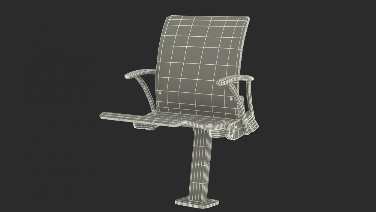 3D Auditorium Chair Dark Wood