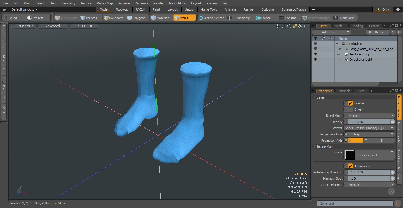 3D Long Socks Blue on The Foot Standing