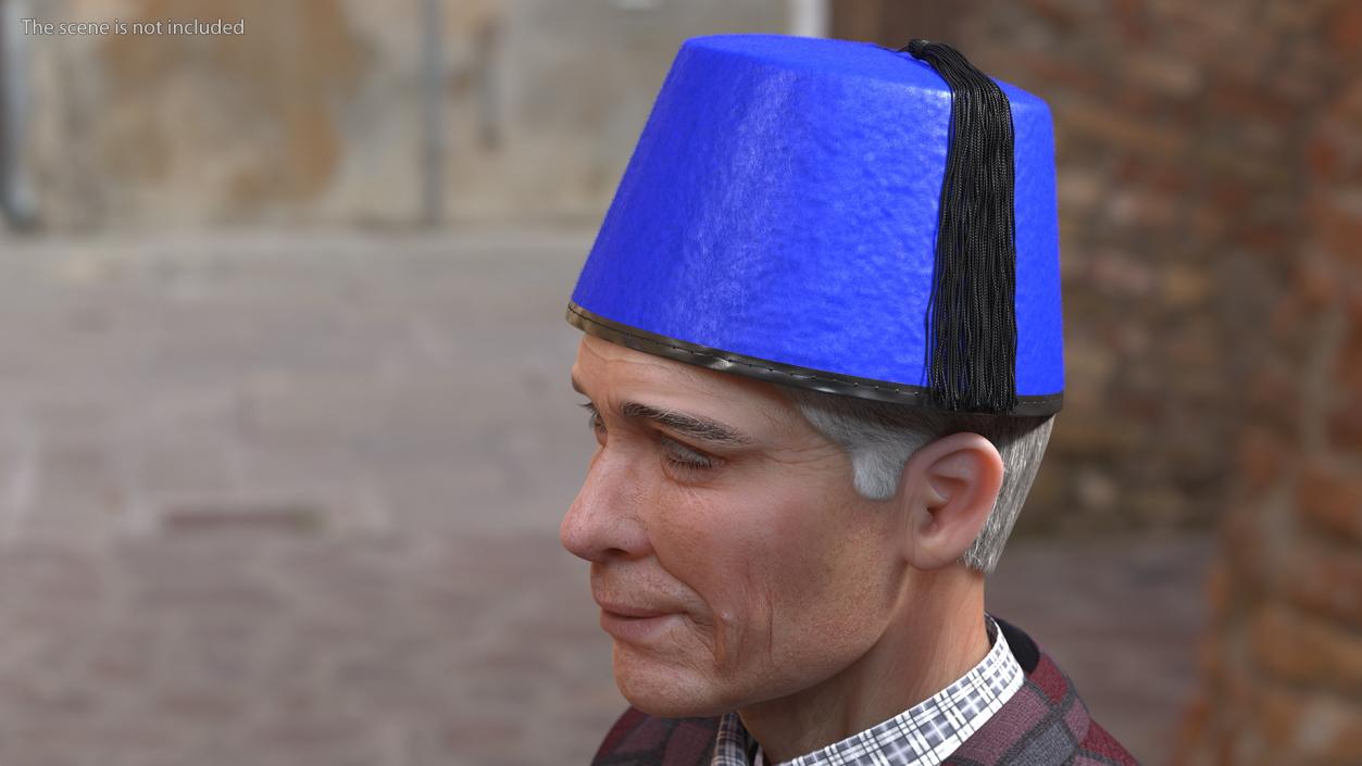 3D Traditional Arabic Blue Fez Hat With Black Tassel Fur model