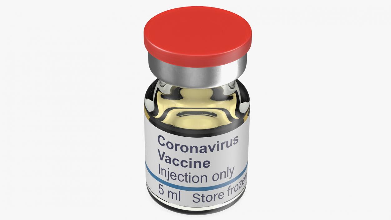 3D COVID 19 Vaccine Vial 5ml Red Cap model
