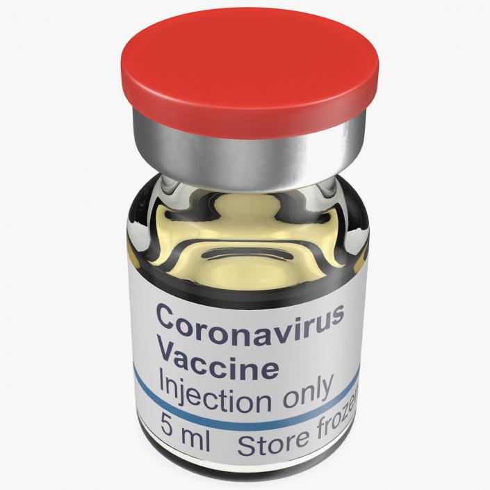 3D COVID 19 Vaccine Vial 5ml Red Cap model