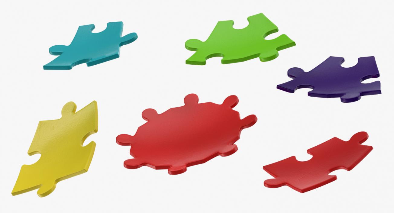 3D Colored Puzzle Pieces