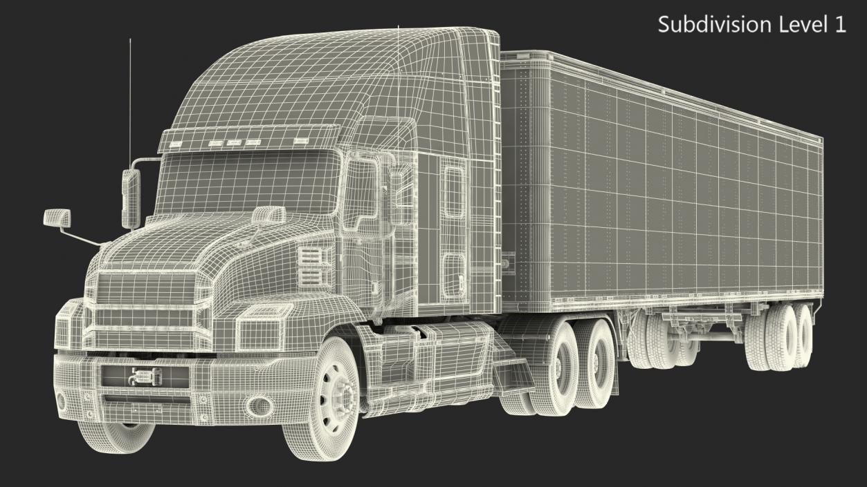 Semi Truck with Trailer Generic Simple Interior 3D