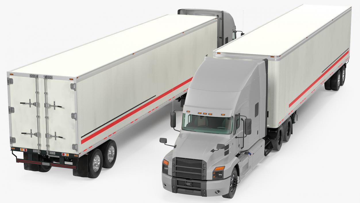 Semi Truck with Trailer Generic Simple Interior 3D