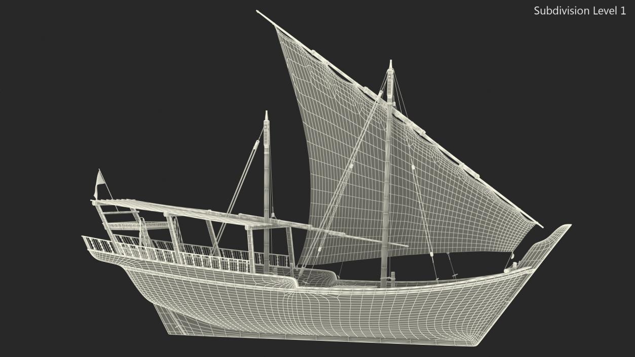 Traditional Wooden Qatar Boat 3D model