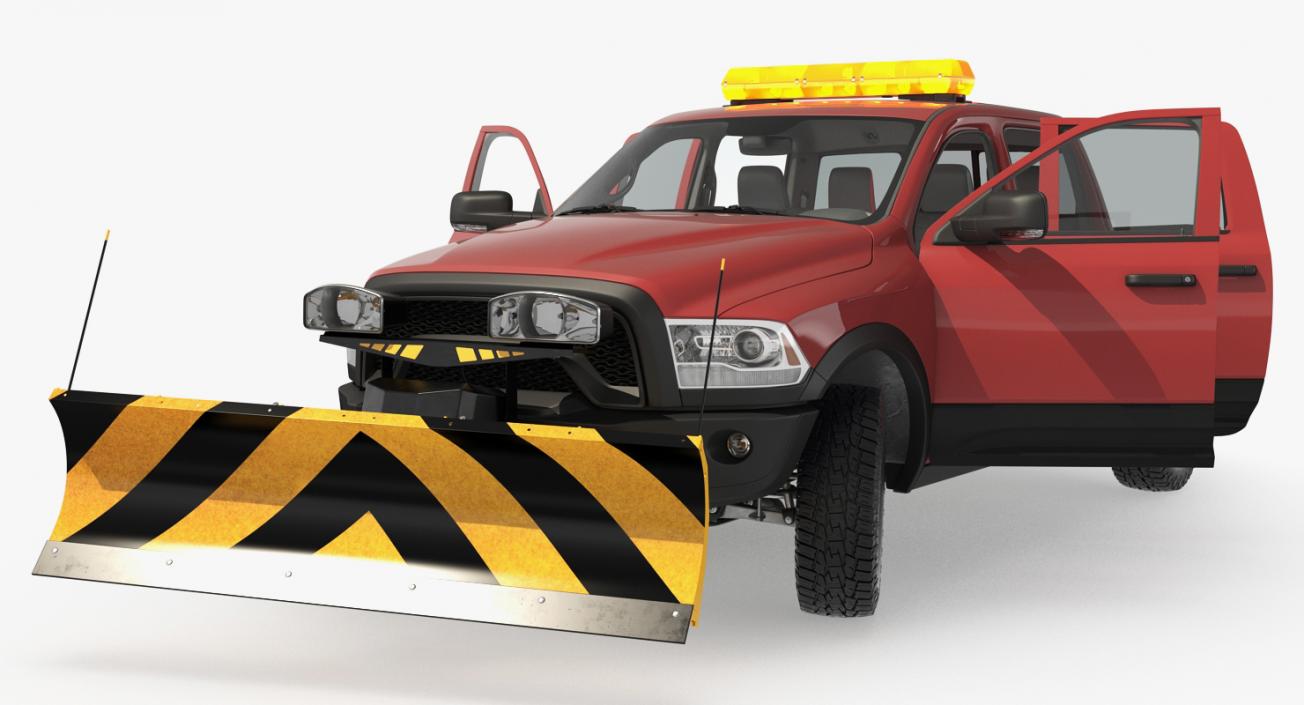 3D Pickup with Snow Plow Rigged model