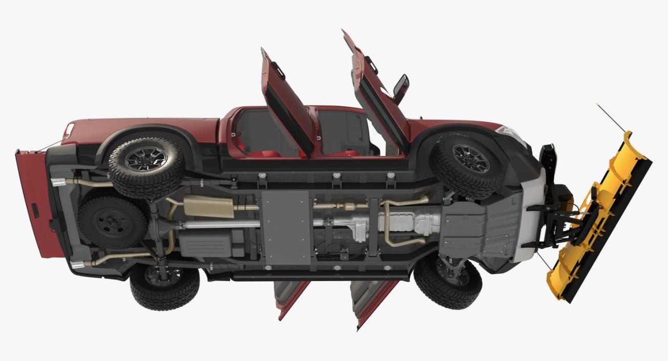 3D Pickup with Snow Plow Rigged model