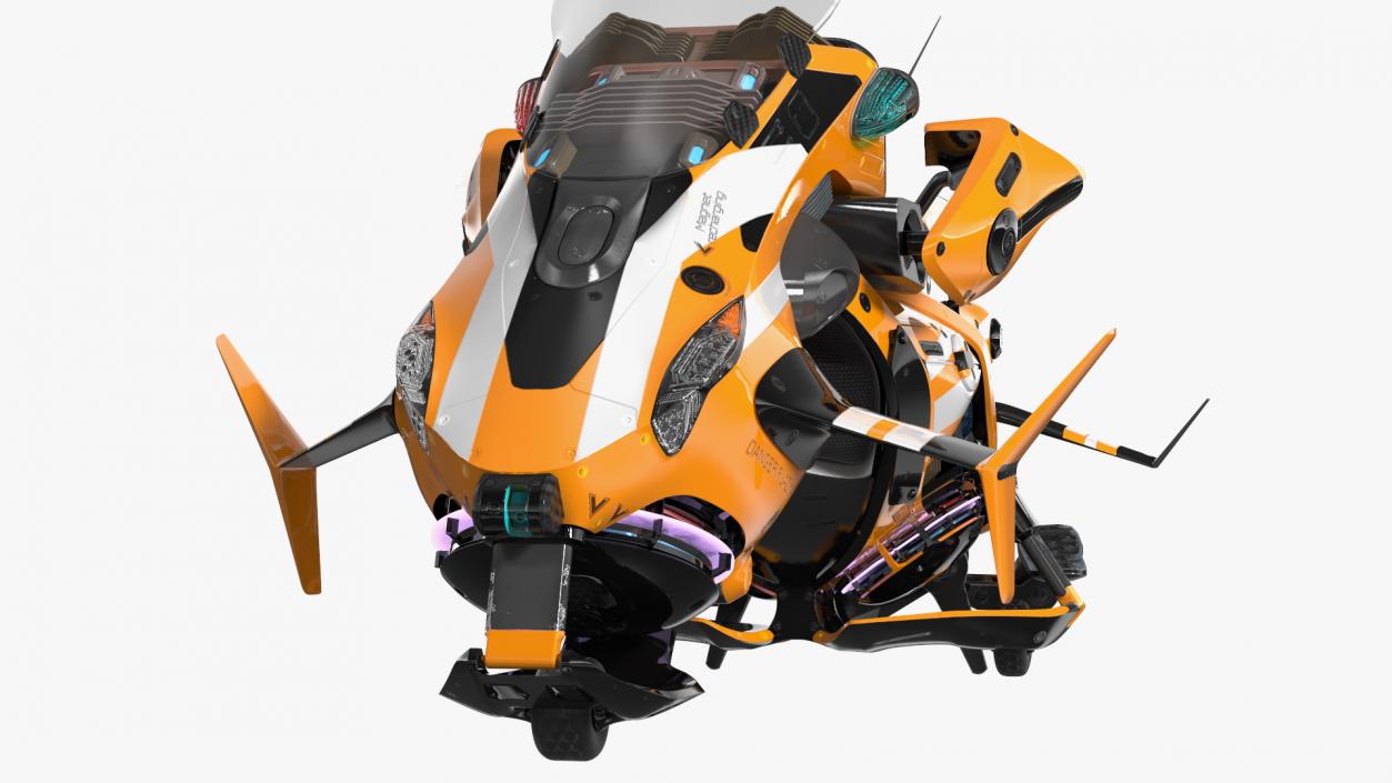 Scifi Fly Motorcycle Yellow Rigged 3D model