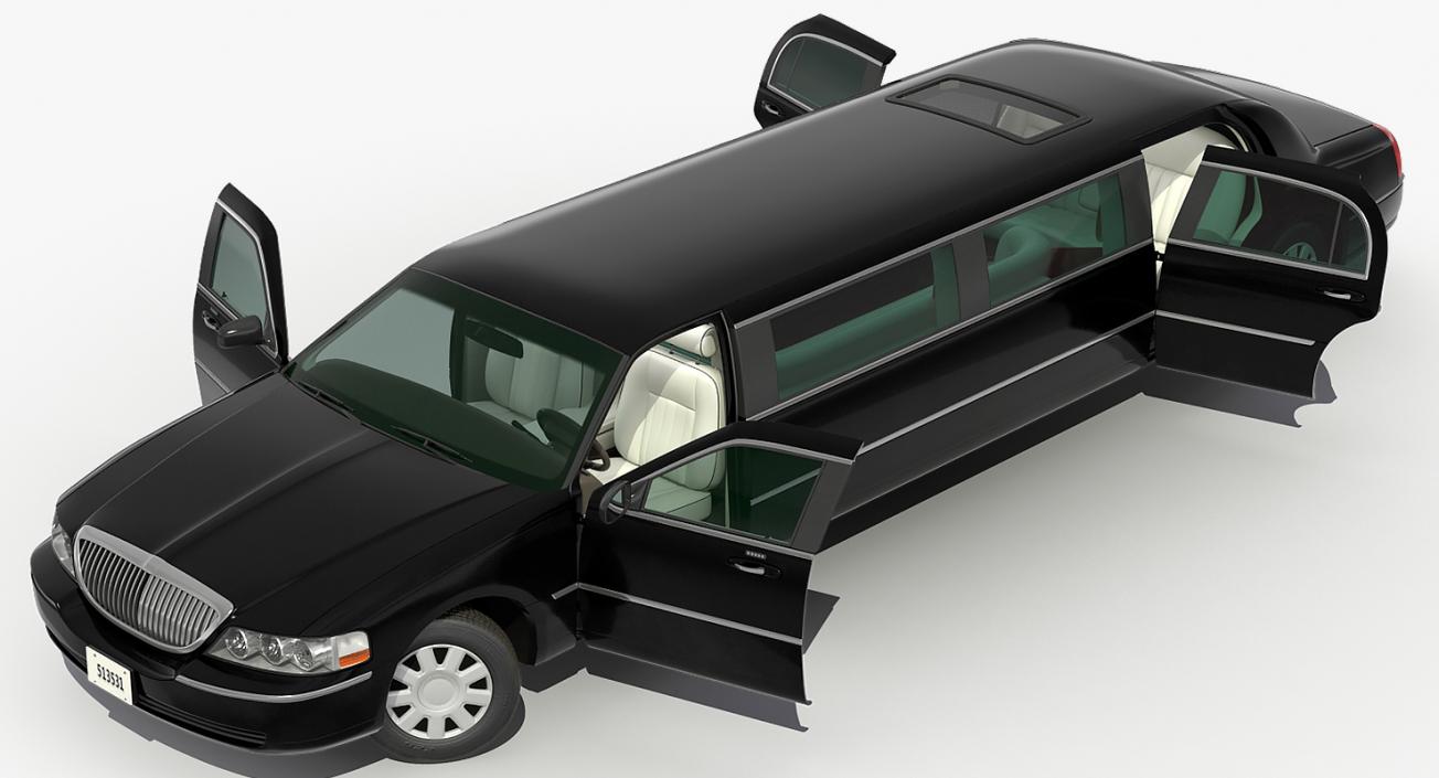 3D model Limousine Generic Black Rigged