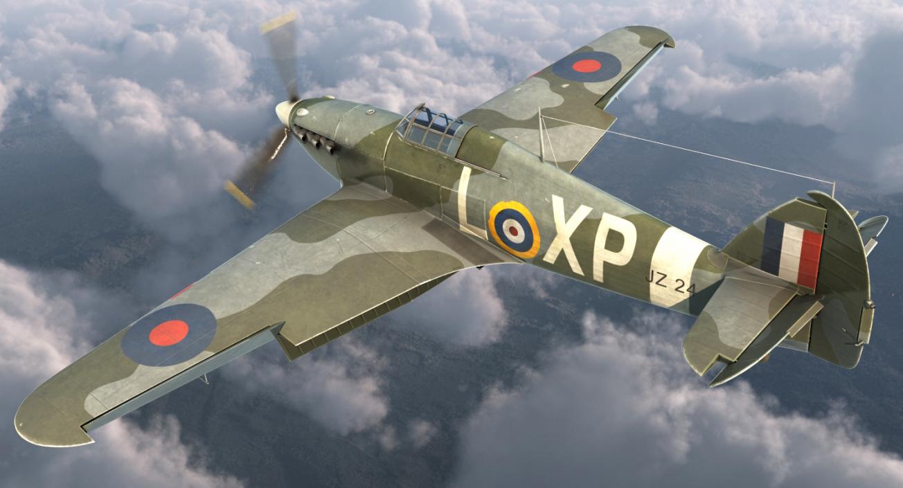 3D Hawker Hurricane Weathered